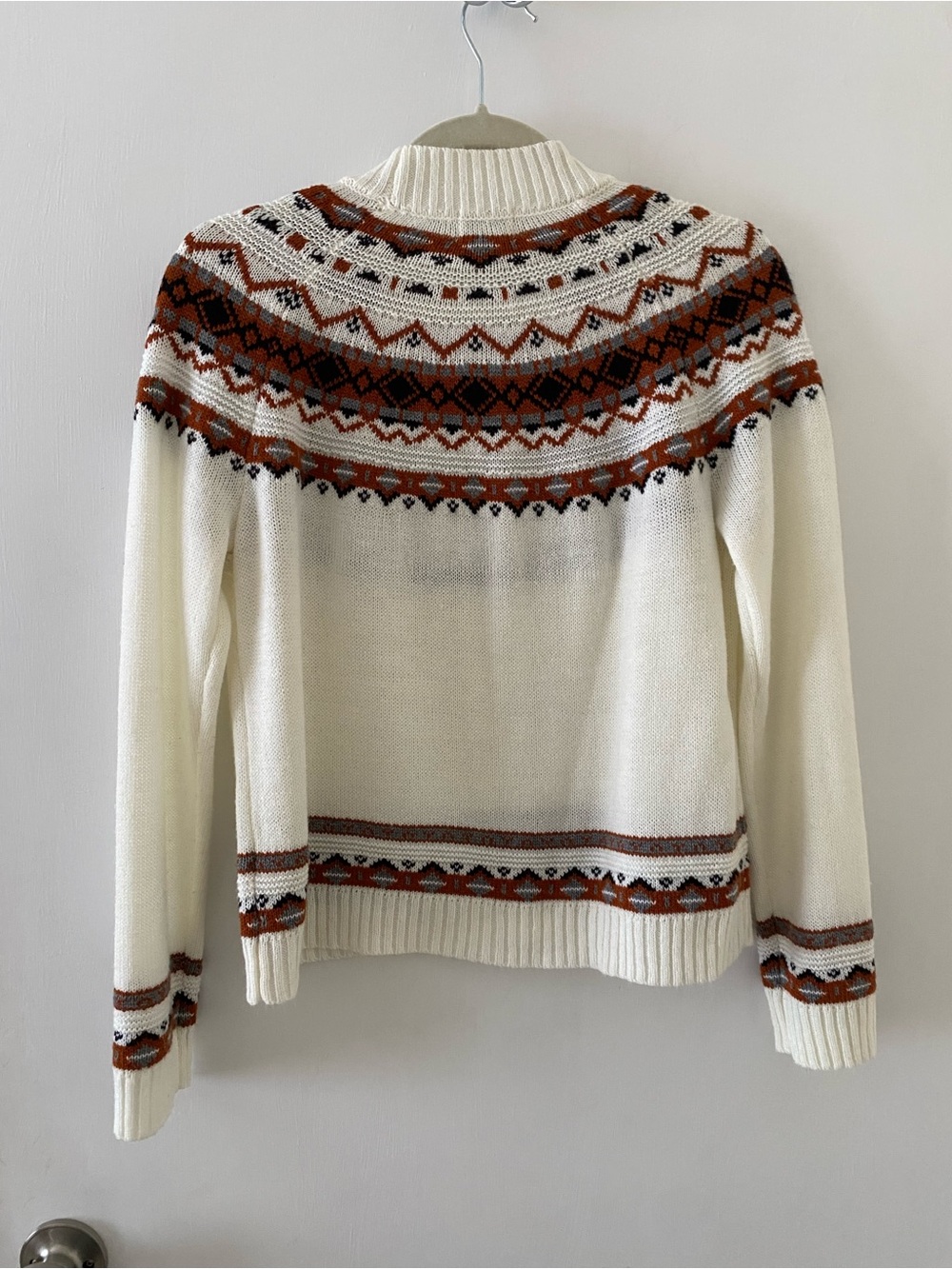 Cream Fair Isle Sweater Rust and Black Pattern Telluride Clothing Co Medium - Picture 5 of 8